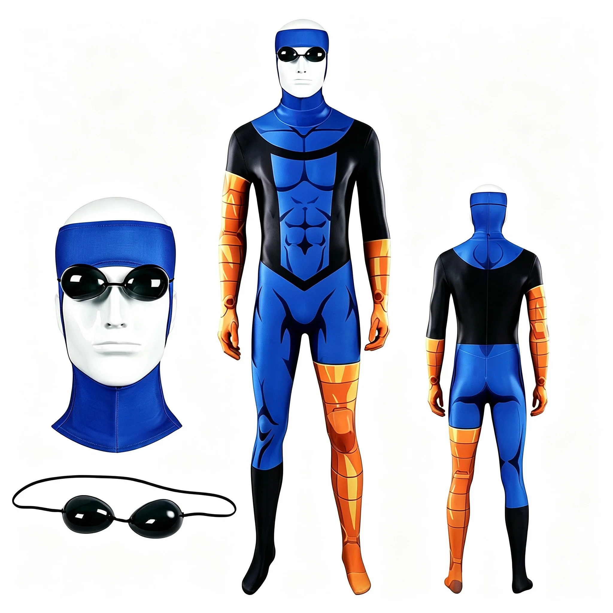 

Adult Men Mark Grayson Cosplay Costume Anime Invincible Disguise Male Jumpsuit Mask Eyewear Set Halloween Carnival Party Clothes