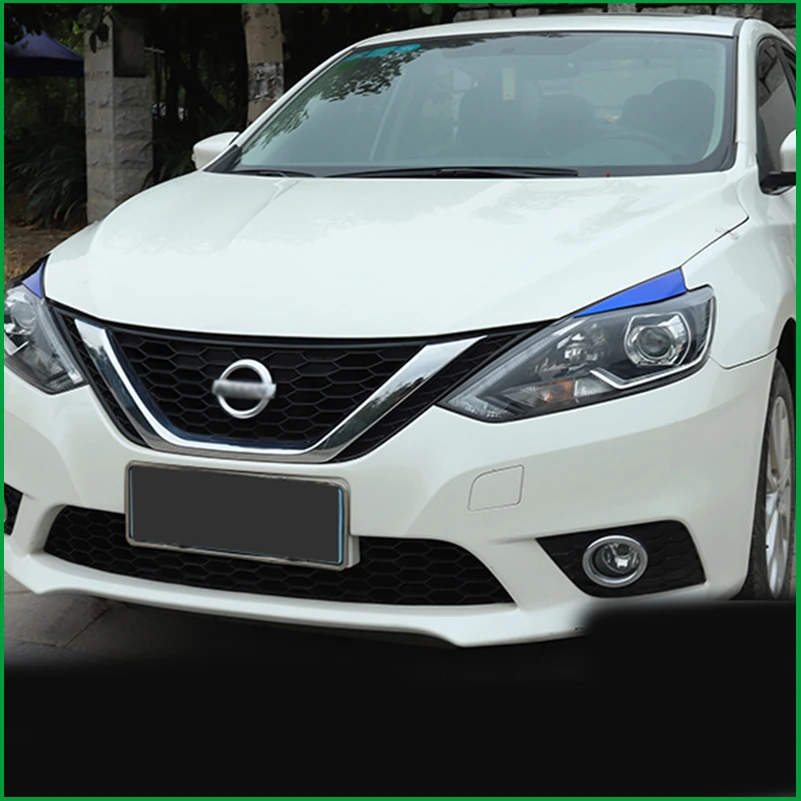 

Car styling Headlight Eyebrow Decorative Head Light Eyelid Cover Sticker Trim For Nissan Sentra 2016-2019 Exterior Auto Parts