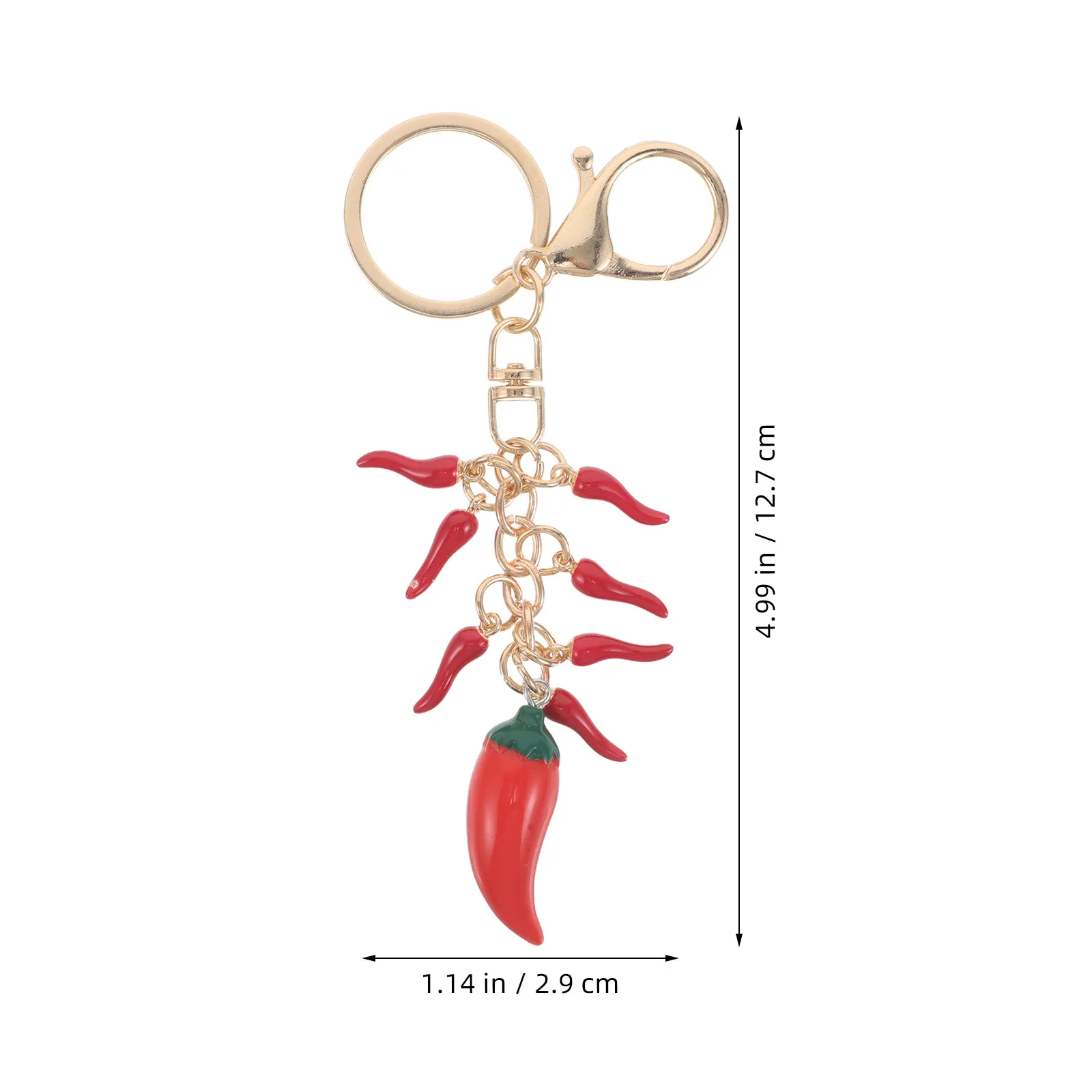 2Pcs Red Chili Pepper Keychains Realistic Mini Vegetable Pendant Backpack Purse Car Charm Fruit Keychain Novelty Accent view 4
