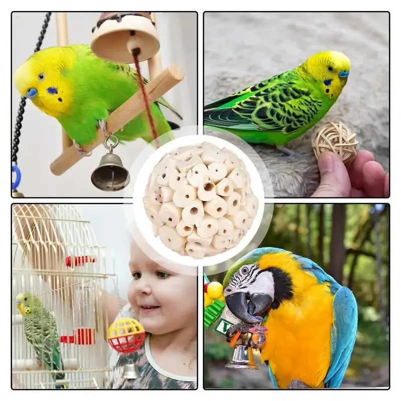 1 Pc 6cm/2.36 Innatural Parrot Chewing Toy Ball Parrot Toy Grass Ball Bite Ball Milling Mouth Educational Bird Training Toy