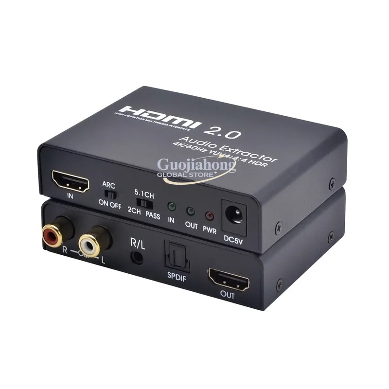 

Аудиоразветвитель 4K 60 Гц 2.0 с портами RCA/оптоволоконными/AUX, декодер высокого разрешения