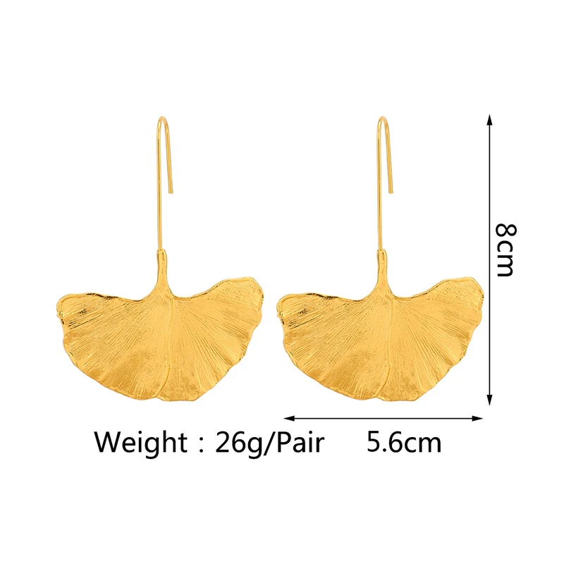 Luxury Gold Color Maple Leaf Dangle Drop Earrings For Women Sexy Elegant Metal Big Pendant Party Prom Fashion Charm Fine Jewelry