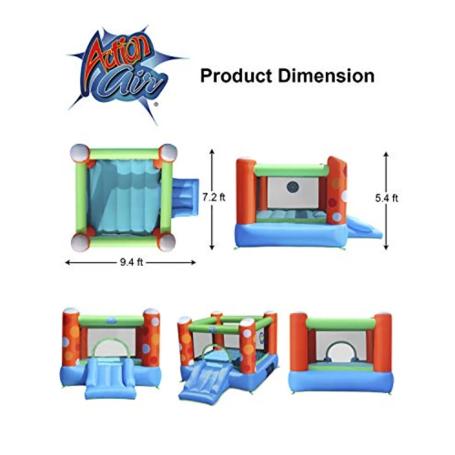 Bounce House, Inflatable Bounce House with Air Blower, Bouncy Castle with Durable Sewn and Extra Thick, Family Backyard Jump Hou