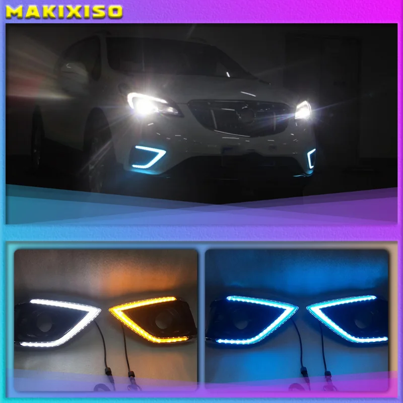 

1 Pair Car Daytime Running Light Turn Signal 2-Color LED Fog Lamp for Buick Envision 2018-2019 DRL Fog Lamp Cover New arrives