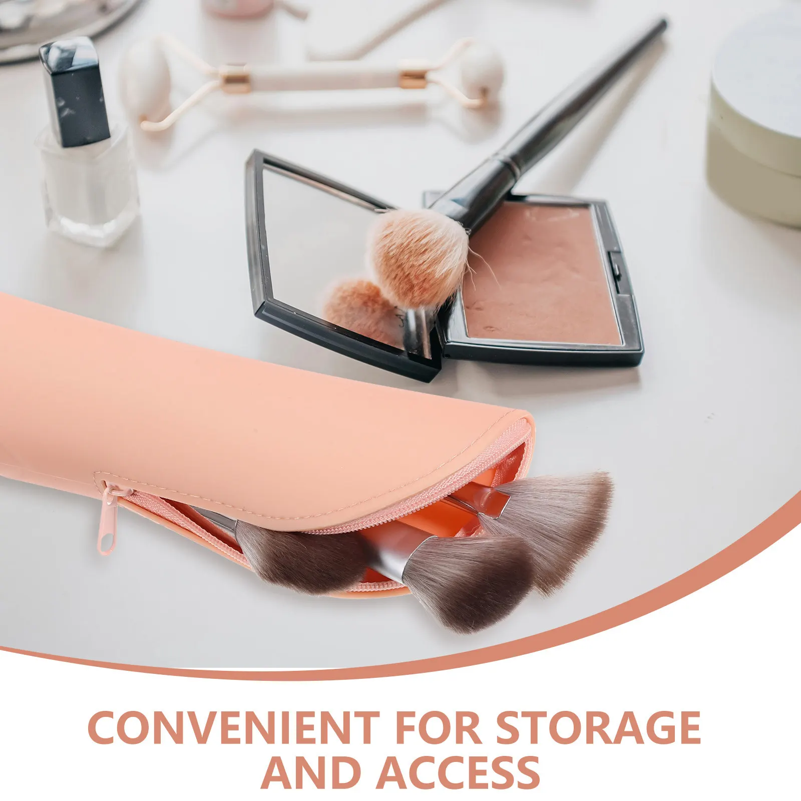 

Мягкая силиконовая сумка для кистей для макияжа с вертикальным дизайном, предотвращающая повреждение кистей, органайзер с несколькими отделениями для путешествий и домашнего использования