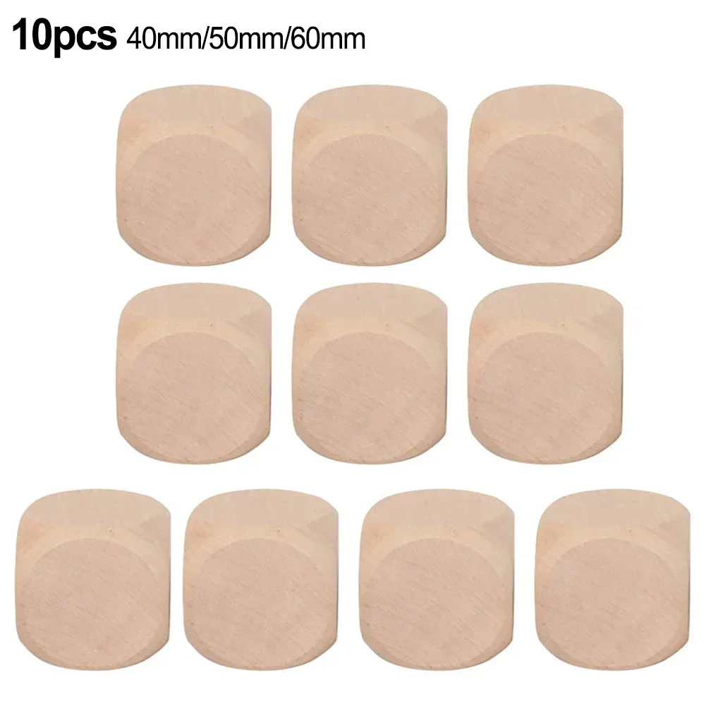 10pcs 40mm/50mm/60mm Wooden Dice Blank Wooden Dice Unfinished Wood Cubes Square Blocks DIY Craft Printing Dice Entertainment