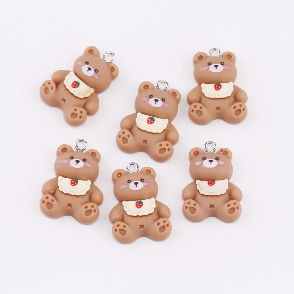 10pcs Cute Cartoon Bear Kawaii Resin Charms Pendant for Earrings Bracelet Neklace Keychain Jewelry Making Supplies DIY Findings