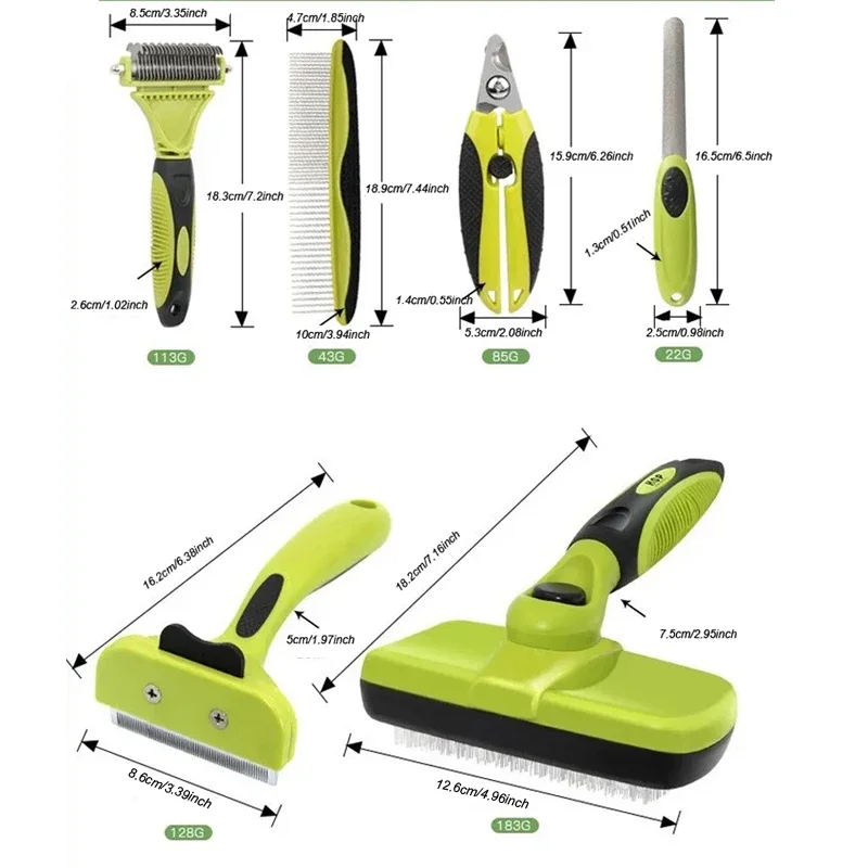 6pcs Dog Brush Set Pet Grooming Deshedding Tools Brush Kit Comb Set Pet Cleaning Set Pet Suppliers