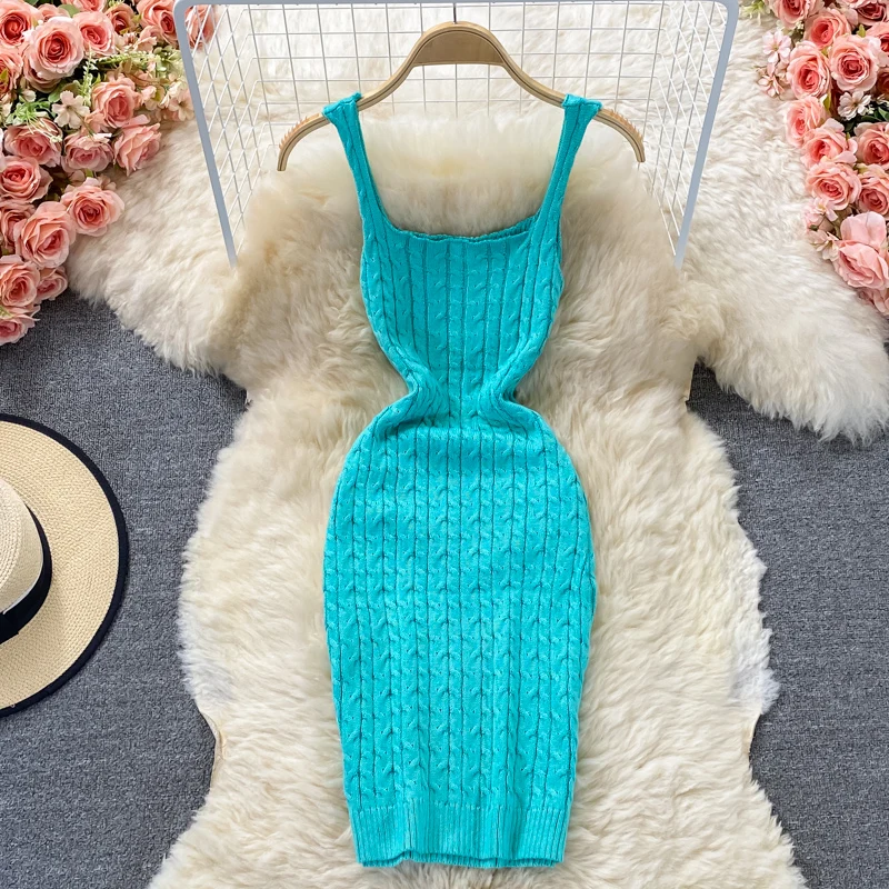 Sommer 202 Koreanische SLE frauen Gestrickte Weste Rock Slim Fit Taille Cinching Abnehmen Wrap um Körper ort A-Line Dr