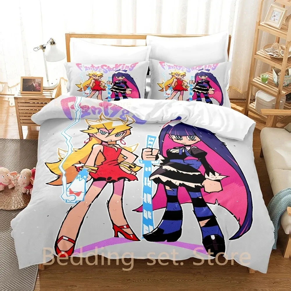 Panty and Stocking Bedding Set Single Twin Full Queen King Size Bed Set Adult Kid Bedroom Duvetcover Sets 3D Anime Bed Sheet Set