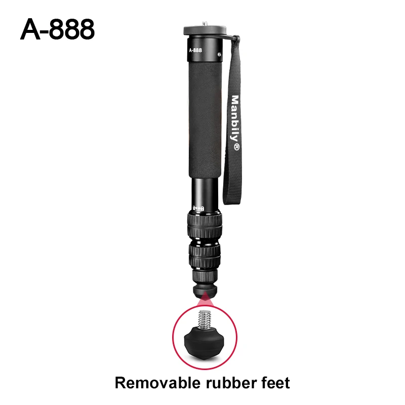 Manbily A-888 Aluminum Monopod Handheld Compact Portable Retractable Camera Monopod 7-Section for Max. Load Capacity 5kg/11.02lb