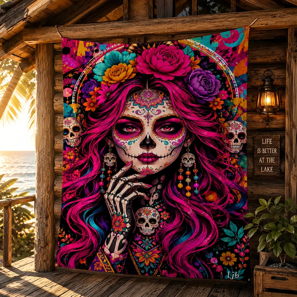 Day of the Dead flag Campsite Atmosphere Hanging Banner Outdoor Garage Party Decor Advertising