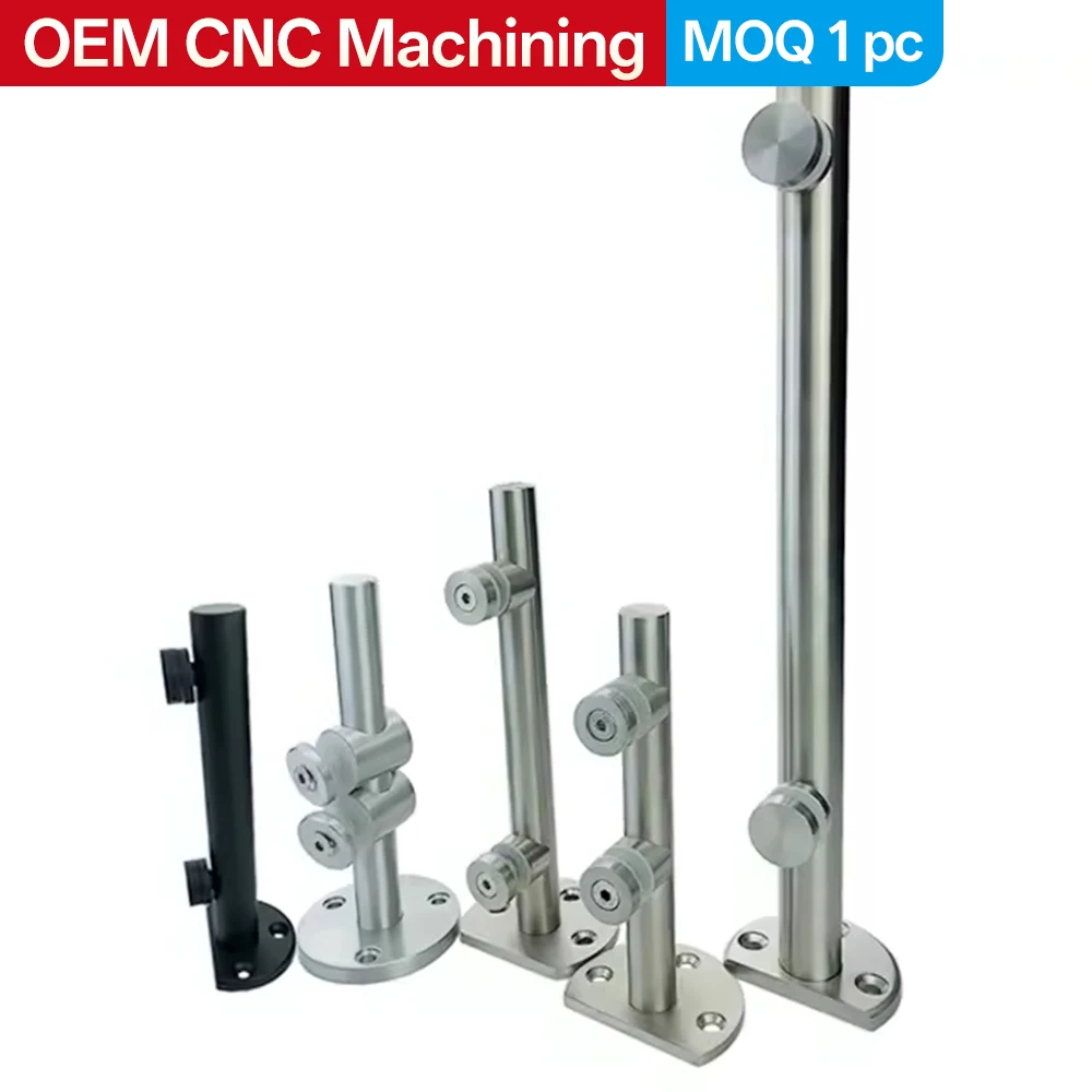 OEM Stainless Steel Stair Handrail Hardware Accessories Balcony Floor Glass Fixing Components Posts Suitable for Railings/Glass