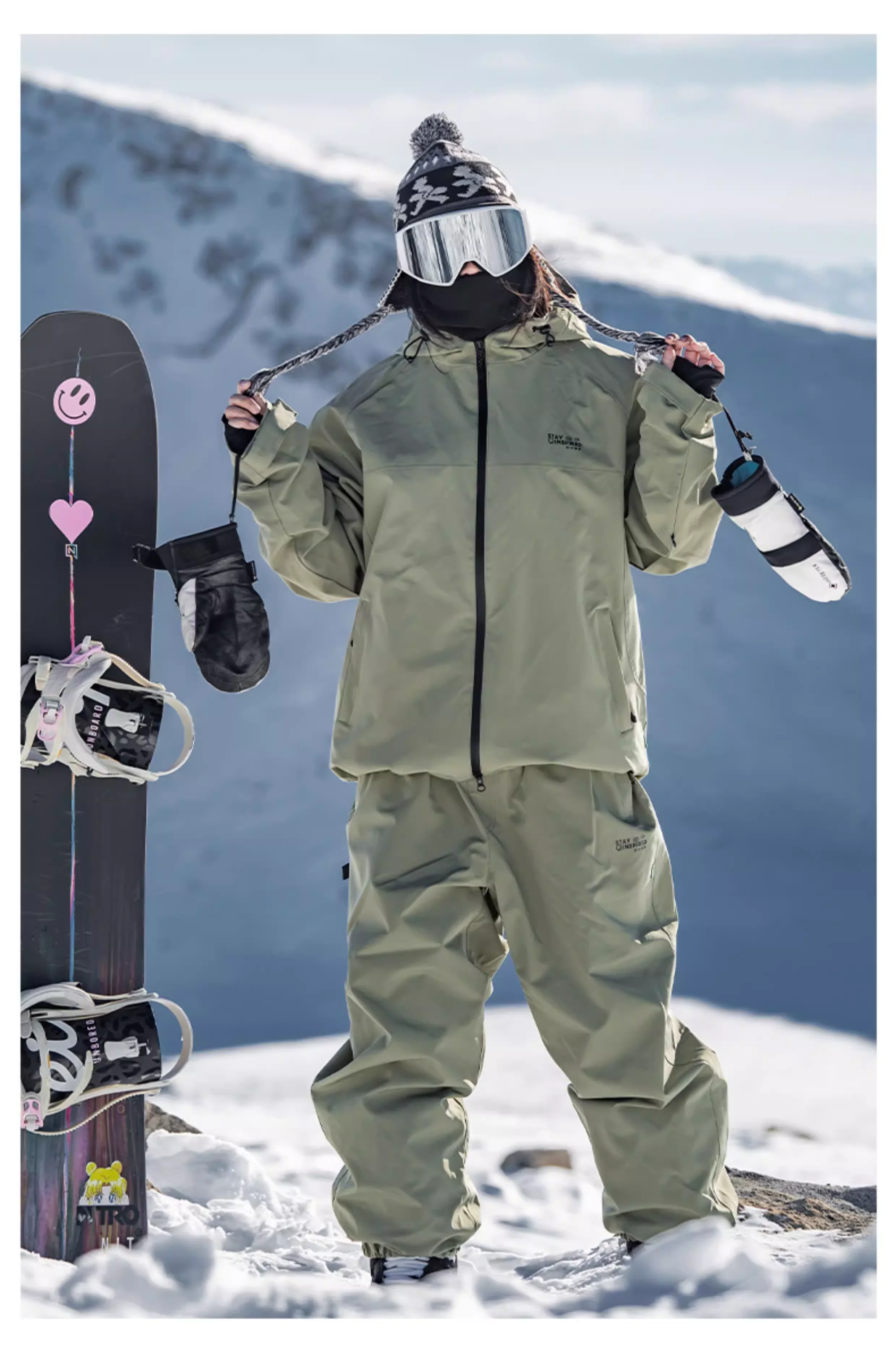 John Snow 2025 Neuer Unisex Ski-Anzug für Einzel- und Doppelbretter, Locker Geschnittener Wasserdichter Wärmehaltender Skianzug mit Skihose und Skijacke – Detail 13