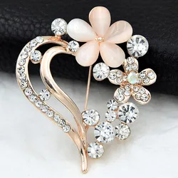 Elegant Sparkling Rhinestone Decorative Hollow Out Love Heart Shaped Brooch Pin Elegant Clothing Accessories For Women And Girls