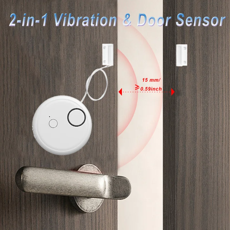 

0-130dB Adjustable Volume and Sensitivity 2 in 1 Shock +Open Triggered Window Door Glass Break Alarms for Home Security Loud