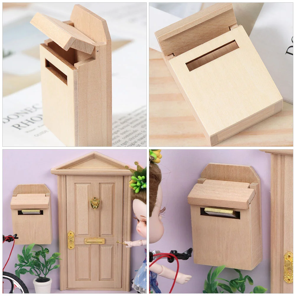 1:12 Dollhouse Mini Furniture Scene Model Clamshell Mailbox Blank Miniature Accessories Wooden