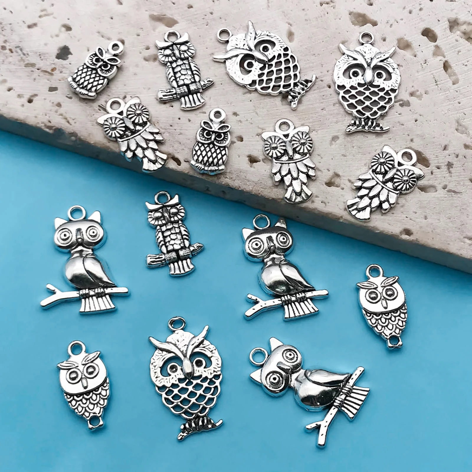 24Pcs Antique Silvery Owl Charms For DIY Jewelry Making Earrings Bracelet Necklace Handmade Jewelry Accessories