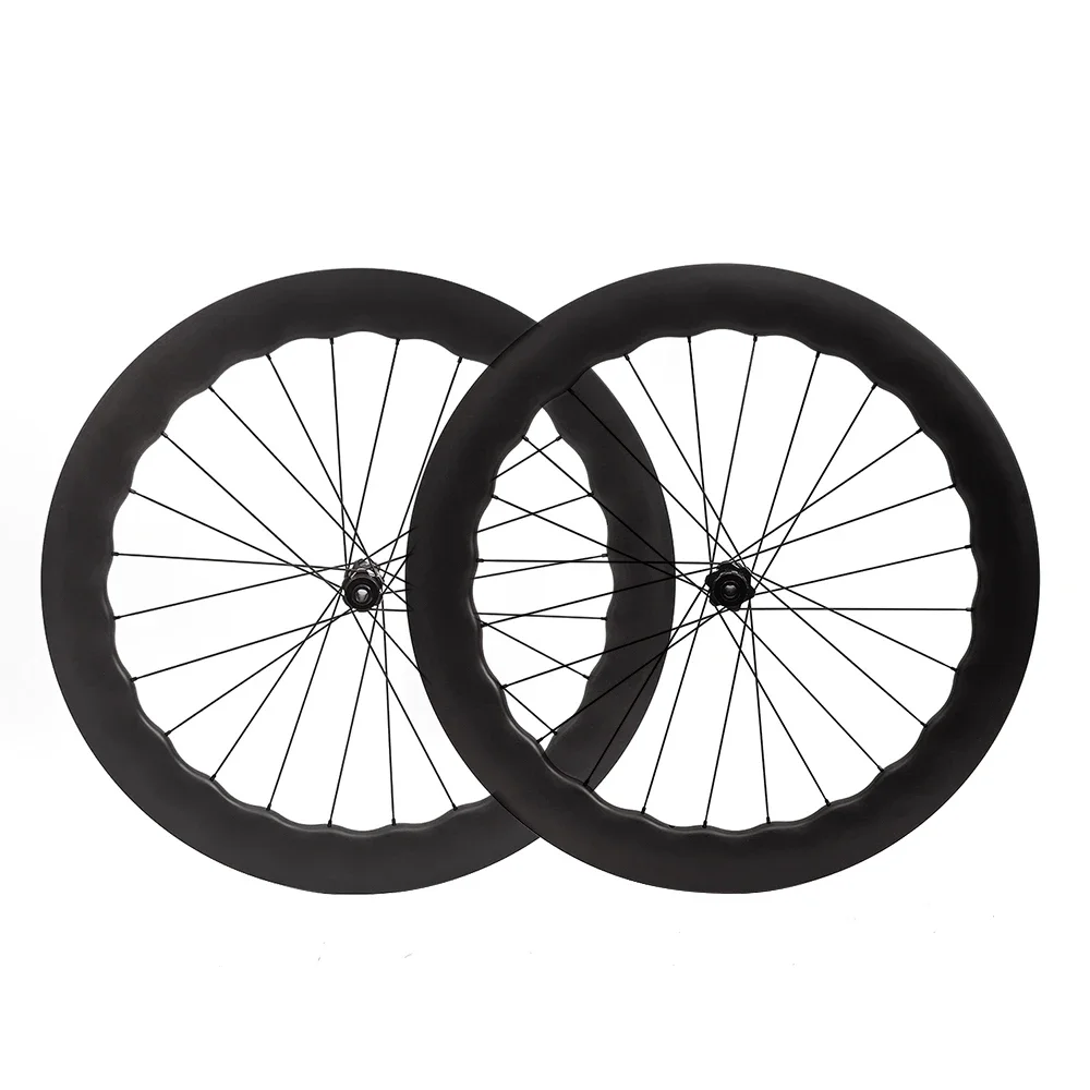 New Light Weight 700c Tubeless Novatec 411/412 Hubs Aero Rim Width 28mm Wave Wheels Carbon Road Wheelset