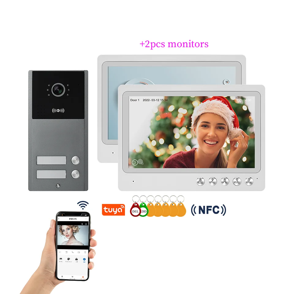 2-24 Units Apartment Video Intercom System WIFI Tuya 9inch 1080P AHD Doorbell RFID Unlock Building Video Door Phone Kits