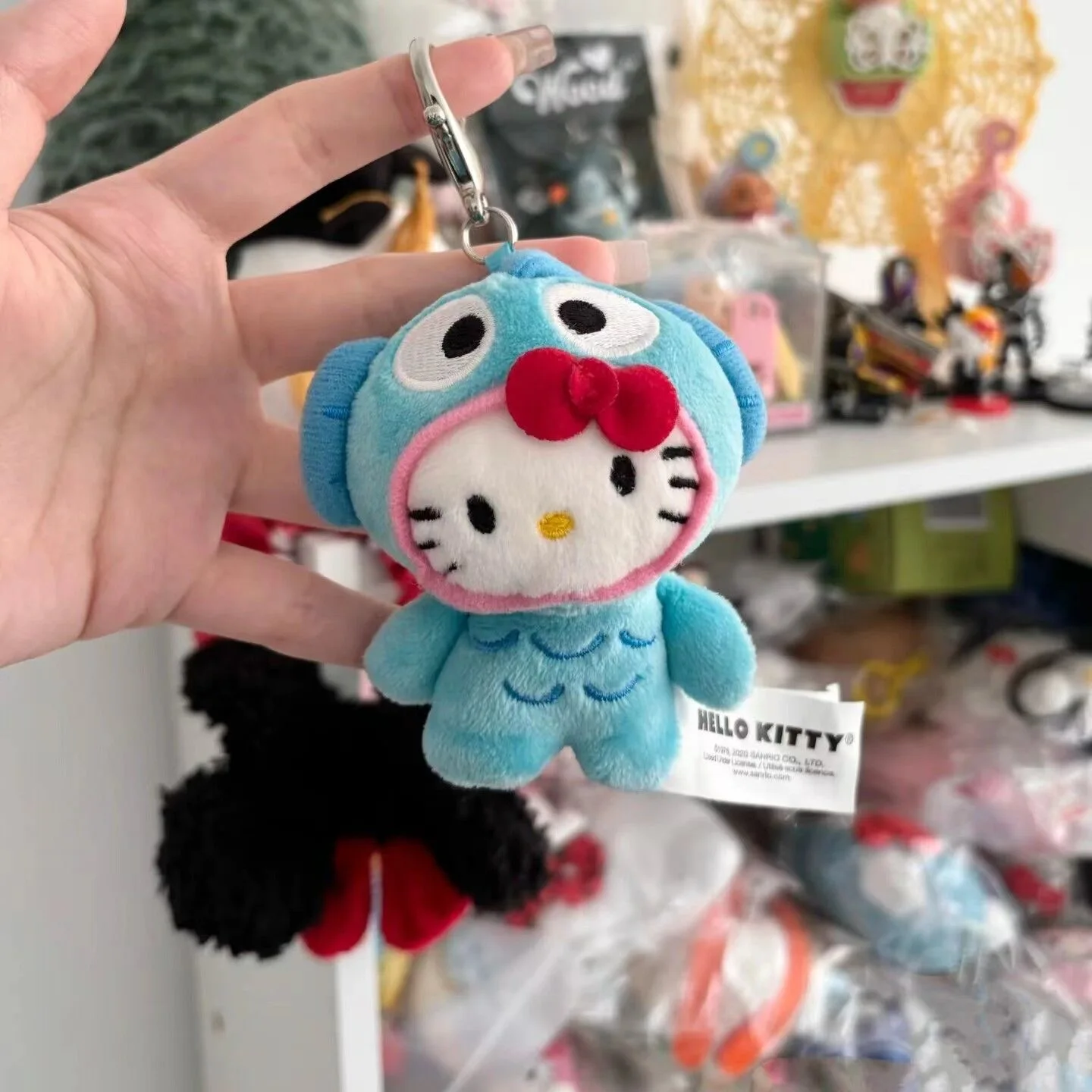 50Th Anniversary Sanrio Hello Kitty Cross Dressing Hangyodon Plush Filled Keychain Girl's Car Key Ring Decorative Doll Toys Gift