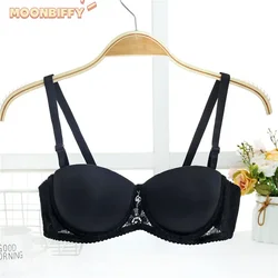 Half 1/2 Cup Small chest Push Up bra double size Smooth Seamless Bra Memory Soft Underwire wedding dress Women Sexy underwear