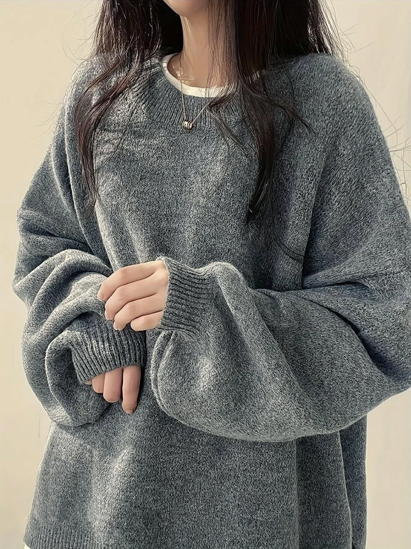 بلوفر نسائي مقاس كبير، ملابس تريكو فضفاضة غير رسمية، أزياء الخريف والشتاء، مريح وأنيق، مثالي لـ D