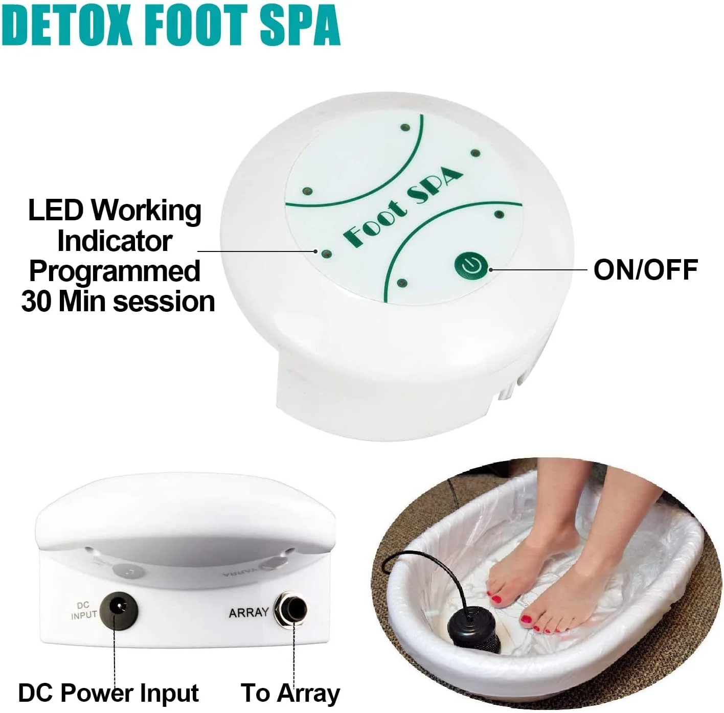 Foot Detox Hydrotherapy Machine Ion with Basin Massage Clean Foot Bath Massager Relieves Footspa Vibrant Whirlpool Care Therapy