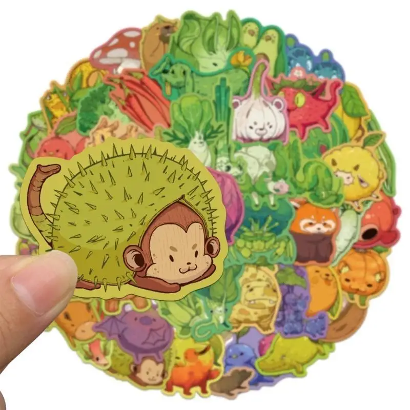 50 قطع الفاكهة الخضار الحيوان ملصق مقاومة للماء الجمالية ملصق لزجاجة مياه الكمبيوتر المحمول سجل القصاصات سكيت