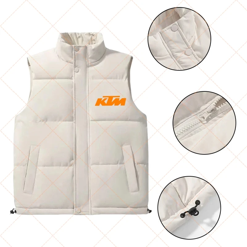 

Warm Puffer Vest Stand Collar Sleeveless Jacket with Pockets Winter Casual Outerwear For KTM RC8 Duke 250 390 790 890 ADV RC 690