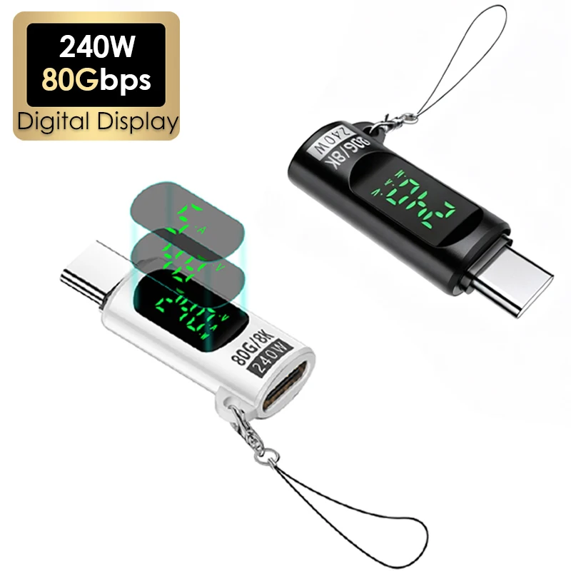 

NEW 80Gbps/240W/8K Type C To USB-C 4.0 Digital Display Converter 8K@60Hz/PD 240W for MacBook Thunderbolt 4/5 Laptop Smartphone