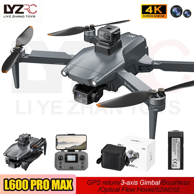 New L600 PRO MAX/L600 PRO GPS Drone 4K Professional HD Dual Camera 3-Axis Gimbal 5KM Obstacle Avoidance Brushless Quadcopter Toy
