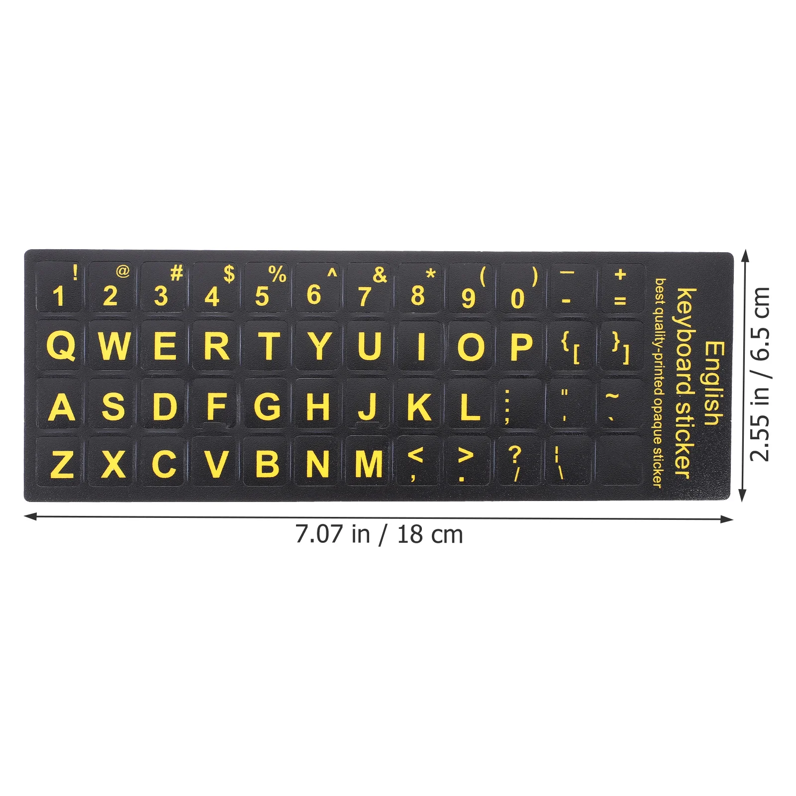 6 أوراق ملصقات لوحة المفاتيح الإنجليزية العالمية، مادة PVC عالية المتانة، سهلة التميز، كمبيوتر ذو الخط الأصفر الأنيق