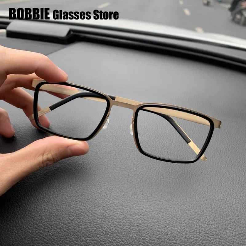 Classic Square Glasses Frame Men Rectangle Eyeglasses Gafas Eyewear Titanium Strip Denmark Brand Design 9711 Casual Fashion