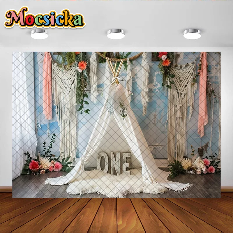 Mocsicka การถ่ายภาพพื้นหลังเด็ก 1st Birthday Party เค้ก Smash Baby Shower ภาพตกแต่งฉากหลัง Photo Studio Props