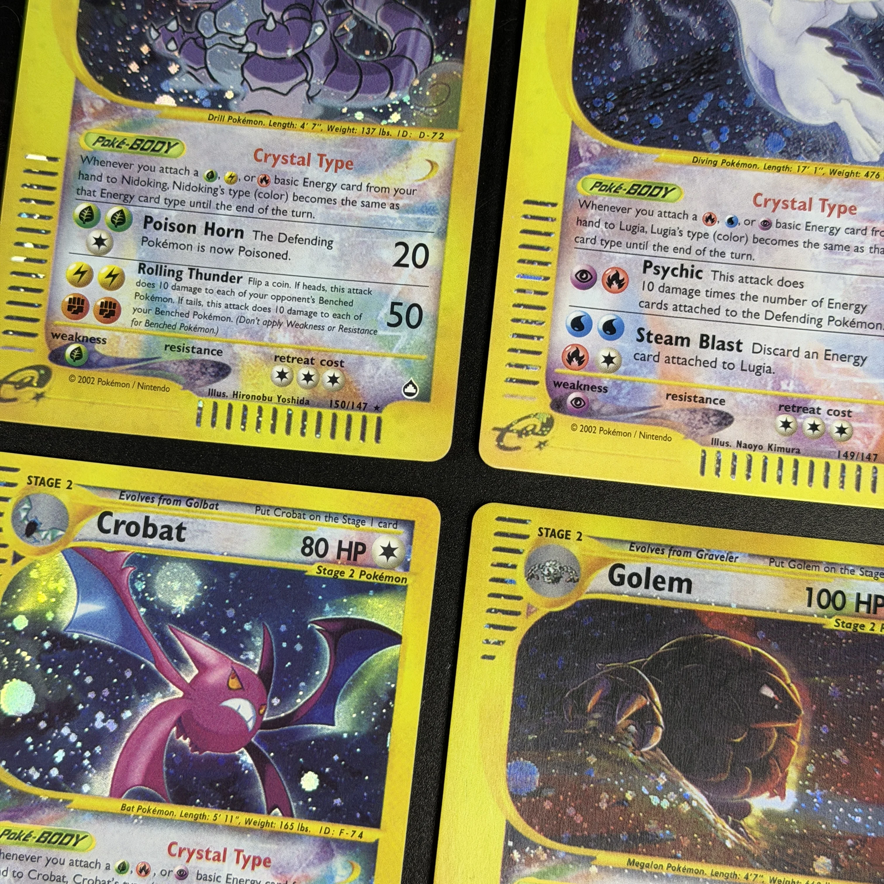 PTCG Vintage e-Series Crystal Type Set Skyridge Aquapolis Kabutops Lugia Kingdra Crobat Golem Nidoking Holo Foil Proxy-Karten – Detail 4