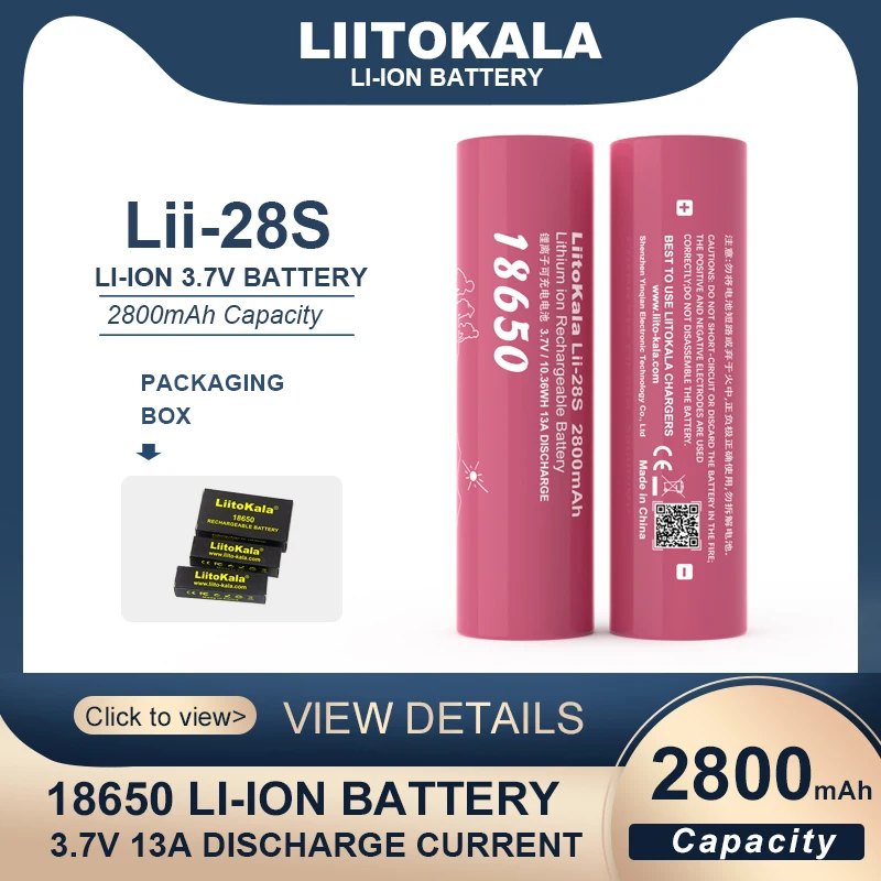 1-8 sztuk LiitoKala Lii-28S 3.7V 18650 2800mAh 13A moc akumulator litowy wielokrotnego ładowania do elektronarzędzi latarka LED