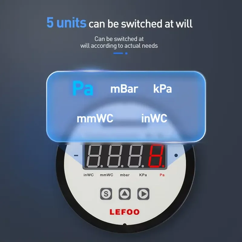 LEFOO New Arrival LFM73 Multi-function Differential Pressure Transmitter 1%FS Accuracy 4-20mA/0-10V/RS485 Output IP65
