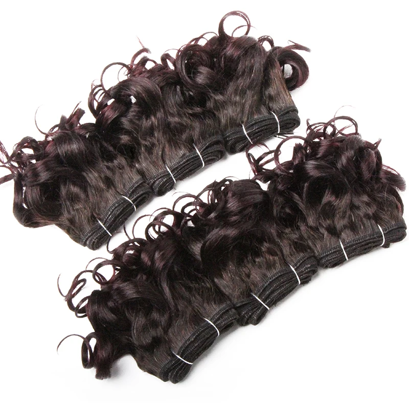 Bouncy Curly Human Hair Bundles With Closure Brazilian Remy Unprocessed Human Hair Wavy Doule Drawn Bundles Weave Extensions