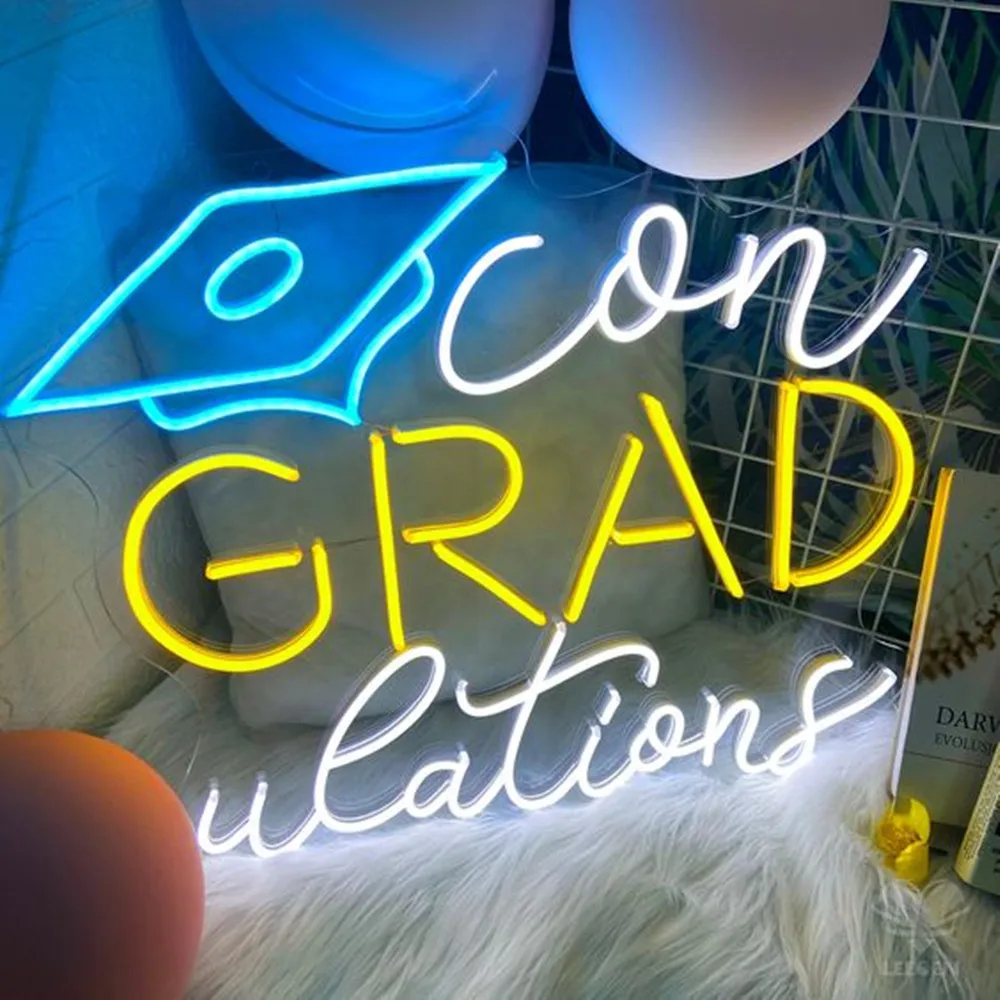 Graduation Gift Decoration, Congrats Grad Neon Sign, Custom Name Logo, 22 Colors Available, LED Light, Personalized, 2024