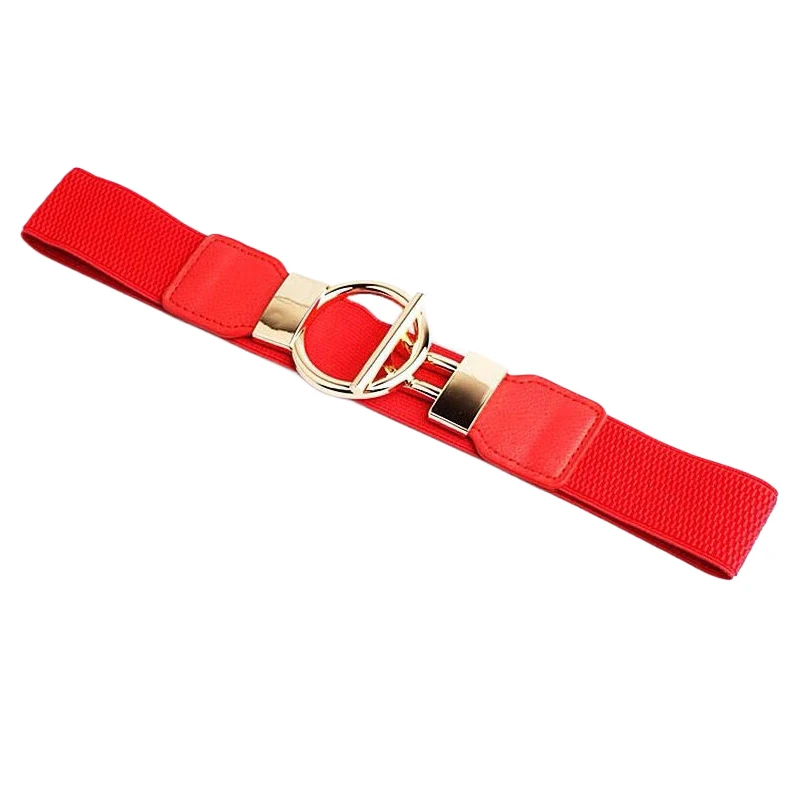 Korean Alloy Buckle Girdle Women Skinny Elastic Belt Ladies Fashion Stretchy Wide Waist Belt For Dresses Accessories