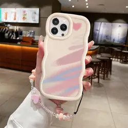 Cute Love Heart Bracelet Chain Phone Case For Xiaomi Mi 14T Pro 14 POCO X6 M6 Pro X3 X5 Pro 5G M3 Candy Color Soft Wave Cover