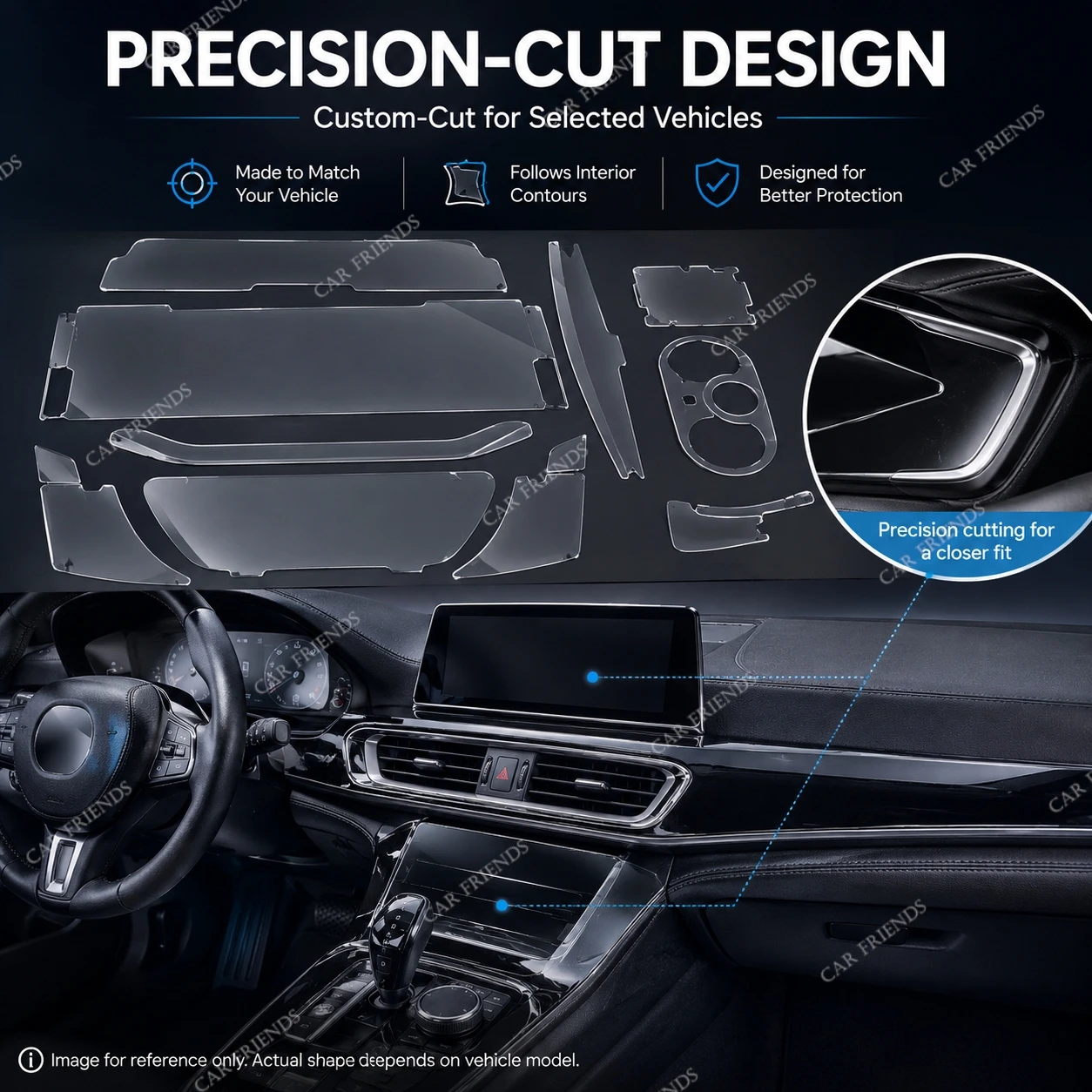 For GAC Trumpchi M8 2024-2025 Transparent TPU Interior Protective Film for Navigation Screen and Gear Shift Panel Pre-cut