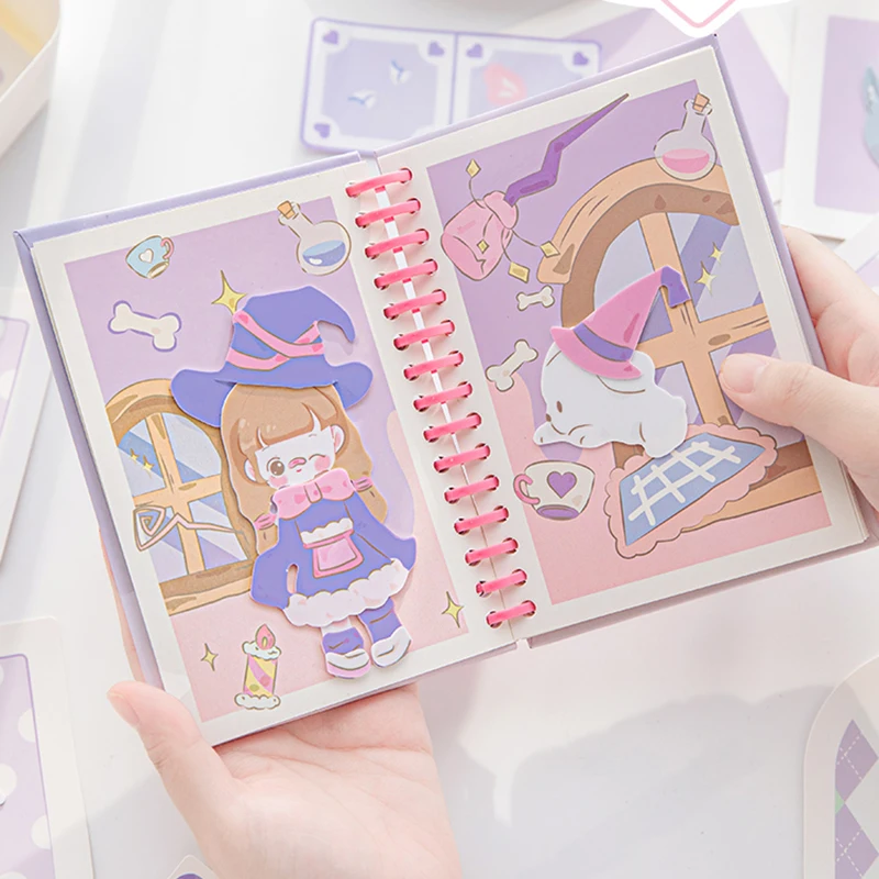 Nanani dress up sticker book girl change clothes paste painting hand account stickers diy princess styling stationery set