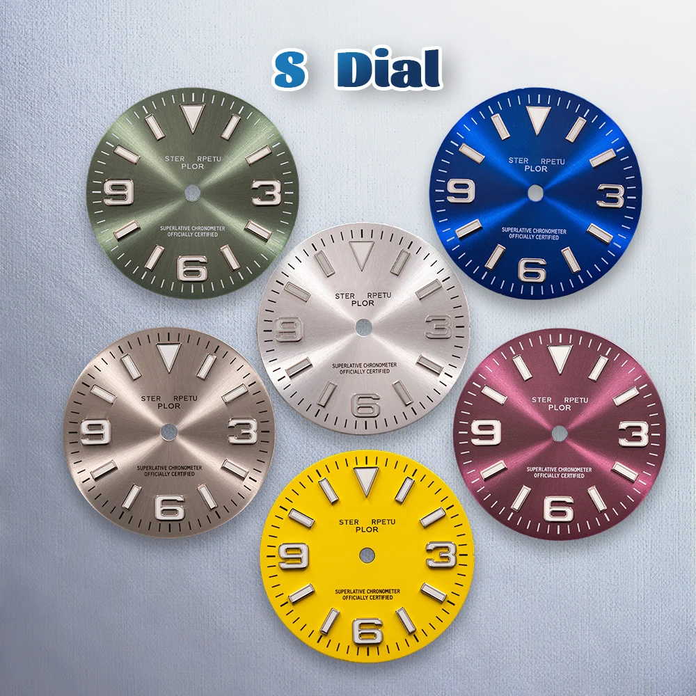 28.5 مللي متر S شعار اكسبلورر أمة الله الطلب صالح NH35/NH36/4R حركة الجليد الأزرق مضيئة ساعة رائعة تعديل الملحقات