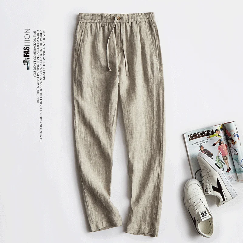 Hot Elegant Cotton Linen Pants For Men Summer Leiusre Loose Popular Drop Pantalones Size 5xl Comfortable Fabric pants