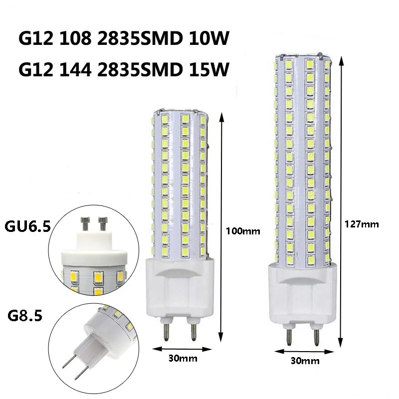 Imagem -03 - Lâmpada Led Plugue de Milho G12 G8.5 Gu6.5 2835 10w 15w 3000k Branco Natural 4000k 6000k Substituir 100w 150w Lâmpada do Halogênio 10 Peças