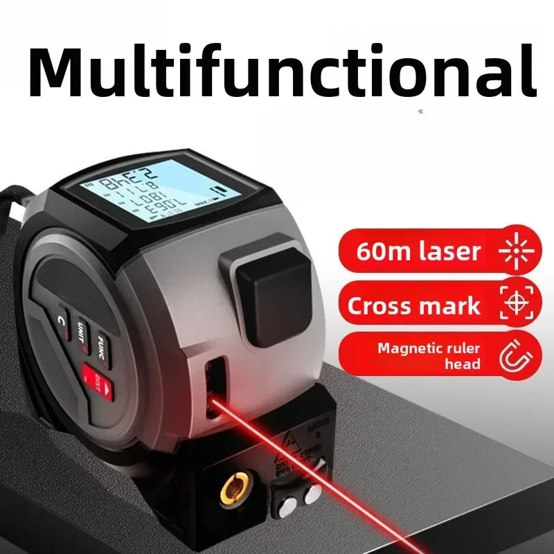 Three-in-one ranging tape measure, high-precision handheld cross-marking steel tape measure, distance instrument