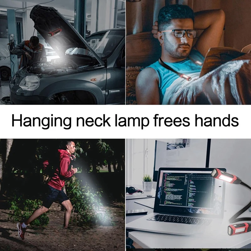 Luz para el cuello Linterna de emergencia Luz tejida Luz de libro de luz de ganchillo alrededor del cuello, Luz de trabajo recargable flexible
