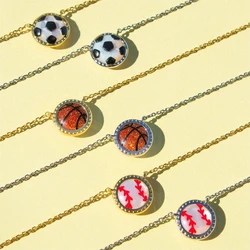 Nuovo stile sportivo calcio Baseball basket Softball collana moda ciondolo intarsiato gioielli di cristallo regalo per gli amici della figlia